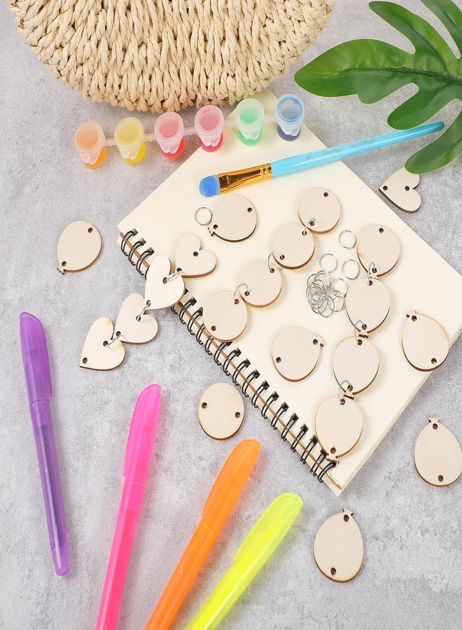 Exircy 210Pcs Family Birthday Plaque Tags Wooden Heart Balloon Circle Tags with Holes and Ring DIY Wooden Ornaments Embellishments for Family Sign Birthday Calendar, Valentine, Chore Board Wood Crafts - Image 4